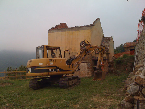 Baustellenumzaeunung und Baubaracke