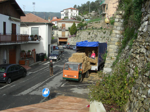 Neue Lieferung Strohballen fr das Strohballenhaus